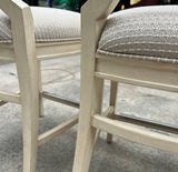 White Wooden Barstools Trio With Cushions- Needs Reupholstery