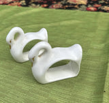 Pair of White Ceramic Swan Napkin Rings