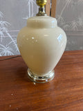 Vintage White Ceramic Table Lamp with Silver Base