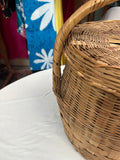 Handmade Vintage Large Wicker Basket With Matching Lid