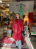 Red Leather Trench Coat Style Jacket- R2R Size L
