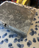 Vintage Silver Etched Wooden Box