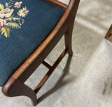 Wooden Mid Century Modern Carved Needlepoint Chair
