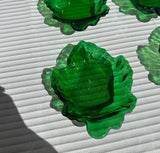 Collection of Green Glass Leaf Dishes- Set of 4