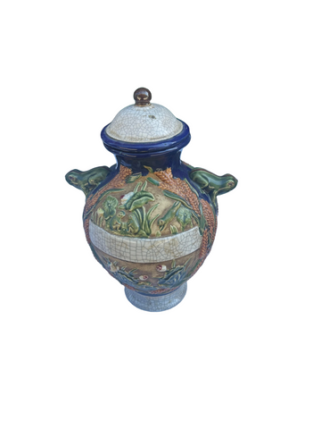 Large Ceramic Vintage Jar With Frog Details- Condition Issue