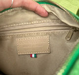 Green Leather Purse With Faux Gold Chain