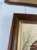 Owl Painting in Wooden Frame, Signed by Artist