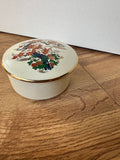 Small White Asian Ceramic Box with Cherry Blossom Details
