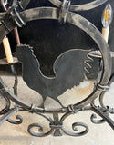 Vintage Black Metal Rustic Style Rooster Chandelier With Leaf Accents