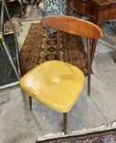 Mid-Century 1950s Wooden Chair With Yellow Leather Cushion