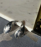 Vintage Siam Niello Teardrop Sterling Silver Clip On