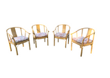 Rare Ming Horseshoe Bamboo Ficks Reed Chairs With Horse Cushions