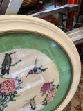 Round Hummingbird Needlepoint in Frame
