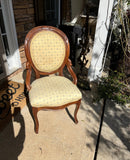 Wooden Antique Chair With Yellow Covered Cushions