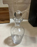 Mid-Century Glass Decanter With Stopper and Etched Bird Details