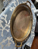 1970s Heavy Brass Etched Detailed Decorative Tray