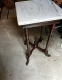Marble Top Vintage Wooden Base Side Table- Slight Condition Issue