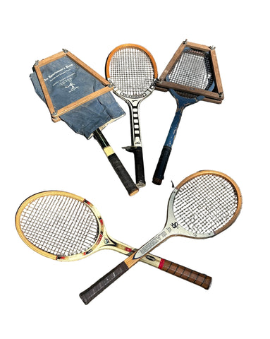 Collection of Vintage Slazenger Wooden Tennis Rackets