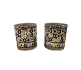 Pair of 1970s Georges Briard Gold, Black, and White Lowball Glasses