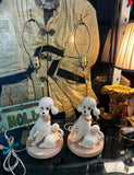 1960s Mid-Century Modern Pink Ceramic Poodle Table Lamps - Pair