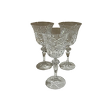 Trio of Detailed Etched Crystal Champagne Glasses