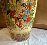 Large Vintage Asian Style Hand Painted Satsuma Orange Vase