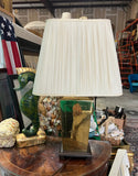 Vintage Brass Box Lamp With Greek Key and Floral Accents