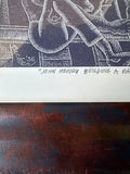 African Black and White Print in Wooden Framed, Signed by Artist