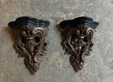 Pair of Brown and Black Wooden Wall Sconces/Bracket