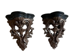 Pair of Brown and Black Wooden Wall Sconces/Bracket