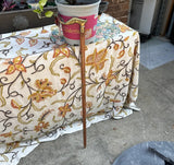 Wooden Cane With Brass Elephant Handle and Flower Accents