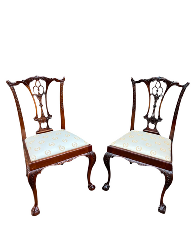 Pair of Maitland Smith Ball and Claw Feet Design Wooden Dining Chairs