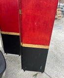 Large Bright Red Art Deco Screen With Gold Accents