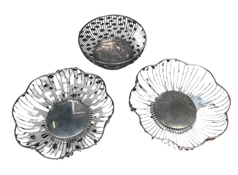 Trio of Flower Shaped Wire Fruit Baskets