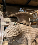 Mid-Century, Wicker, Frog Table With Marble Eyes Details