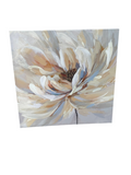 Large White Glittery Flower Print on Canvas