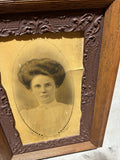 Vintage Wooden Intricate Frame With Photo of a Woman