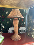 Vintage Boho Chic Wicker Tall Table Lamp