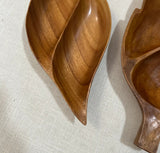 Trio of Wooden Hand Carved Leaf Catchalls