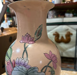 Asian Style Vintage Ceramic Pink Floral Vase