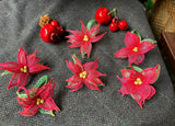 Handmade Poinsettias Napkin Rings- Set of 6