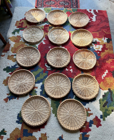 Set of 14 Wicker Plate Holders