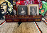 Wooden Vintage Red Shelf With Carved Details and Drawers
