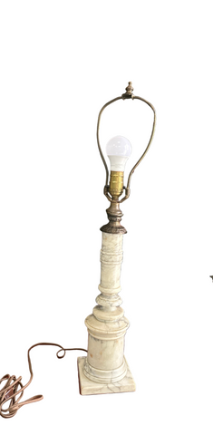 Antique White Marble Tall Detailed Table Lamp