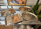 Large Collection of Silver Petite Serving Trays for Party- Set of 15