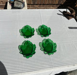 Collection of Green Glass Leaf Dishes- Set of 4