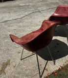 Pair of MCM Eames Style Maroon Fiberglass Chairs