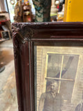 Vintage Black and White Print of Family in Wooden Frame