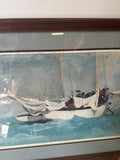 Signed and Framed Seascape Painting of Boat