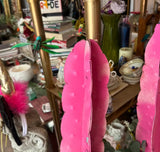 Handmade Metal Painted Hot Pink Cactus Statue (Greenery Is Optional)